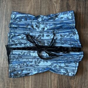 Victoria’s Secret Blue Floral Corset with Black Lace Bridal 34 Medium